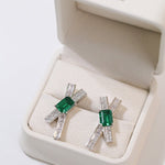 Full Zirconia Emerald Cross Earrings - floysun