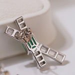 Full Zirconia Emerald Cross Earrings - floysun