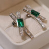 Full Zirconia Emerald Cross Earrings - floysun