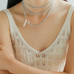 Gemstone and Toothpick Baroque Pearl OT Clasp Pendant Necklace - floysun