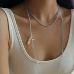 Gemstone and Toothpick Baroque Pearl OT Clasp Pendant Necklace - floysun