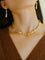 Geometric Irregular Metal Toothpicks Spliced Round Pearl Necklace - floysun