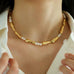 Geometric Irregular Metal Toothpicks Spliced Round Pearl Necklace - floysun