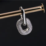 Geometric Lock Ring Full Diamond Zircon Silver Earrings - floysun