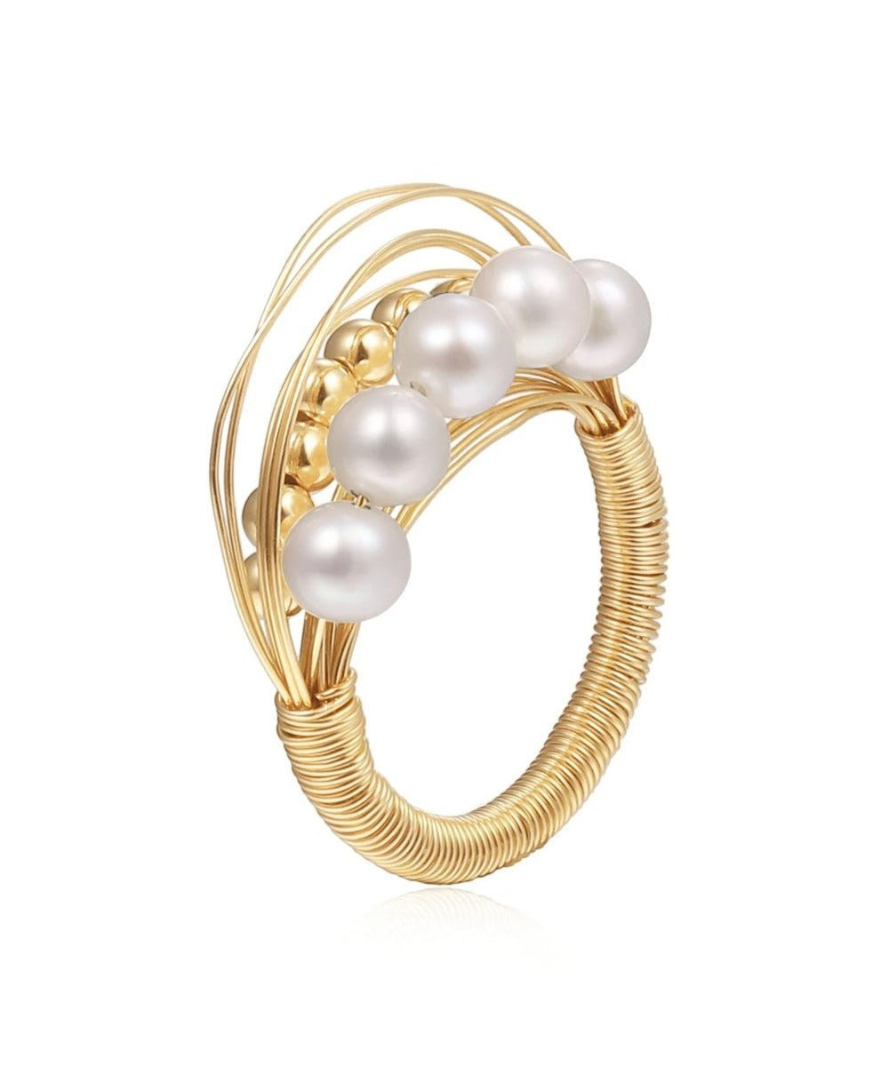 Geometric Series Three - dimensional Multi - layer Pearl Ring - floysun