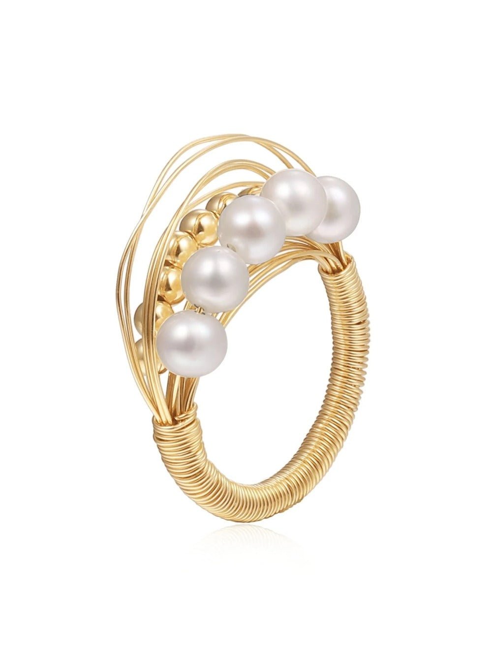 Geometric Series Three - dimensional Multi - layer Pearl Ring - floysun