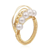 Geometric Series Three - dimensional Multi - layer Pearl Ring - floysun