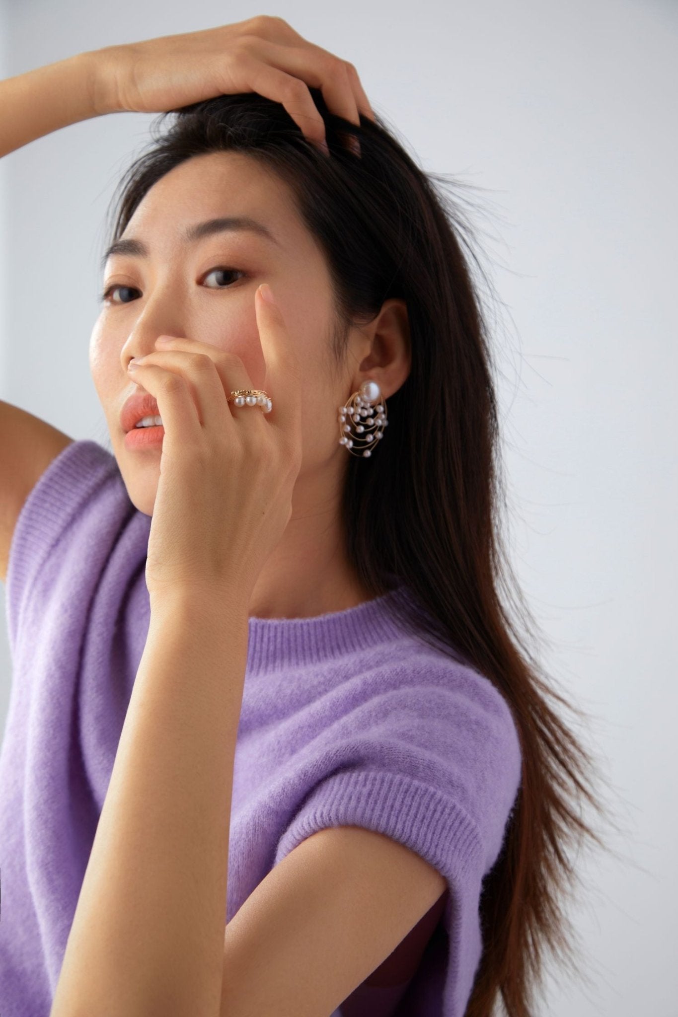 Geometric Series Three - dimensional Multi - layer Pearl Ring - floysun