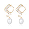 Geometric Series Wave Pearl Teardrop Earrings - floysun