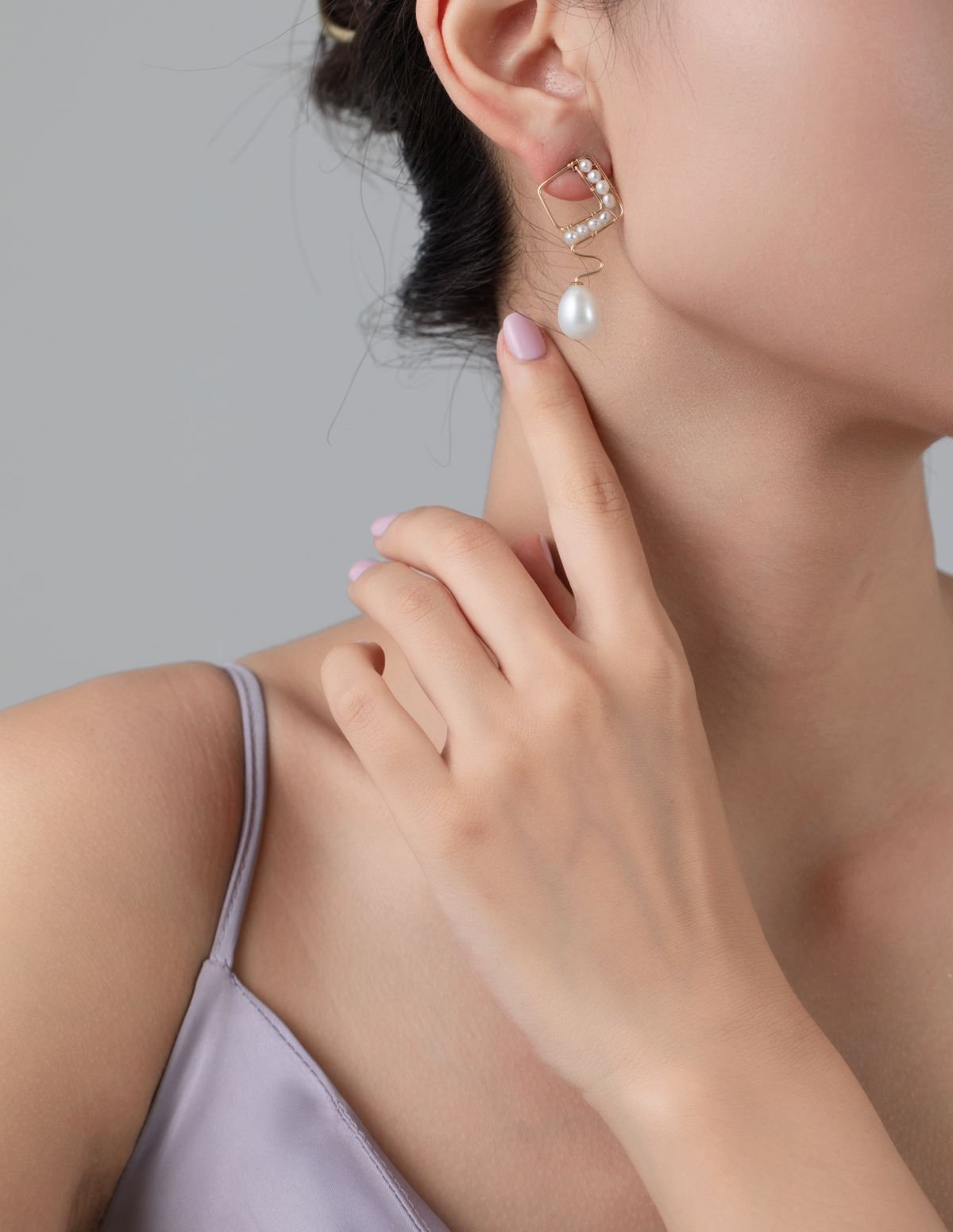 Geometric Series Wave Pearl Teardrop Earrings - floysun