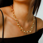 Geometric Twisted Grey Pearl Chain Necklace - floysun