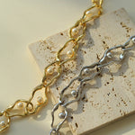 Geometric Twisted Grey Pearl Chain Necklace - floysun