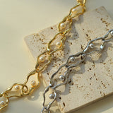 Geometric Twisted Grey Pearl Chain Necklace - floysun