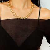 Geometric Twisted Grey Pearl Chain Necklace - floysun