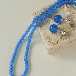 Glacier Blue Onyx 4mm Beaded Necklace - floysun