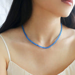 Glacier Blue Onyx 4mm Beaded Necklace - floysun