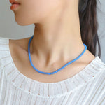 Glacier Blue Onyx 4mm Beaded Necklace - floysun