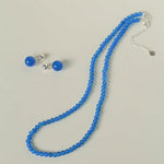 Glacier Blue Onyx 4mm Beaded Necklace - floysun