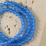 Glacier Blue Onyx 4mm Beaded Necklace - floysun