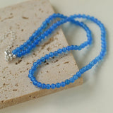 Glacier Blue Onyx 4mm Beaded Necklace - floysun