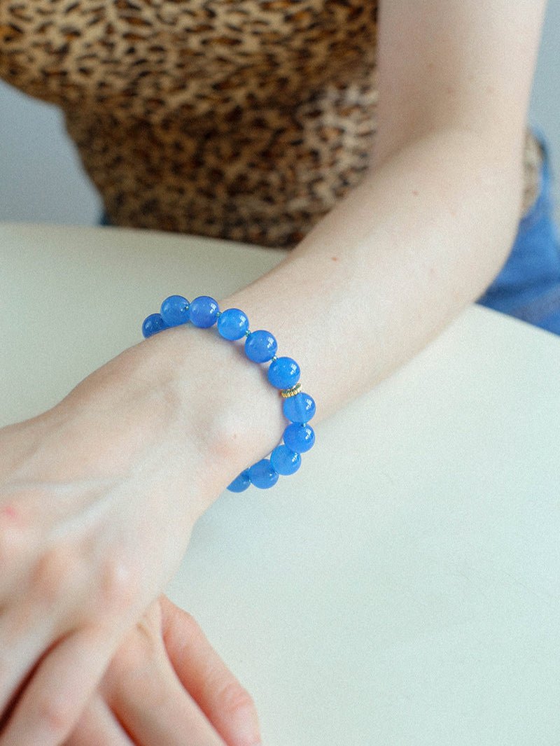 Glacier Blue Onyx Small Fresh Beaded Bracelet - floysun