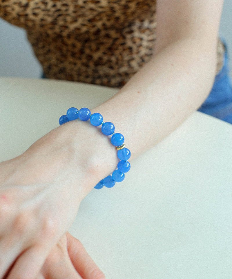 Glacier Blue Onyx Small Fresh Beaded Bracelet - floysun