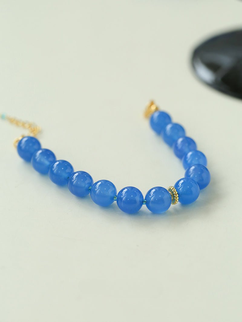 Glacier Blue Onyx Small Fresh Beaded Bracelet - floysun