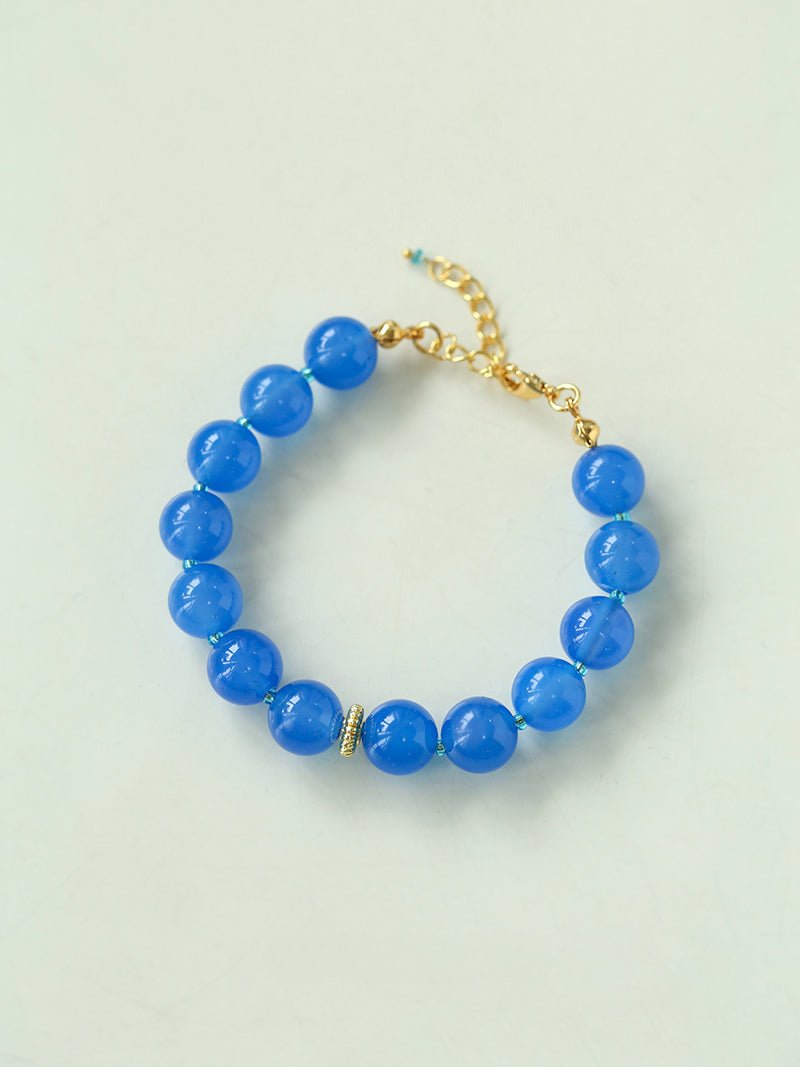 Glacier Blue Onyx Small Fresh Beaded Bracelet - floysun