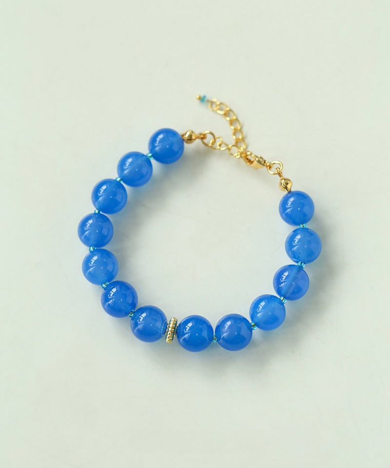 Glacier Blue Onyx Small Fresh Beaded Bracelet - floysun