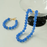 Glacier Blue Onyx Small Fresh Beaded Bracelet - floysun