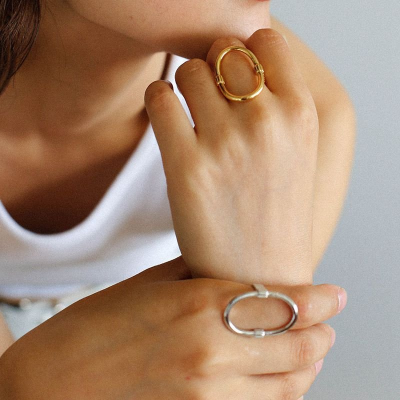 Glamorous Adjustable Oval Rings Open - floysun