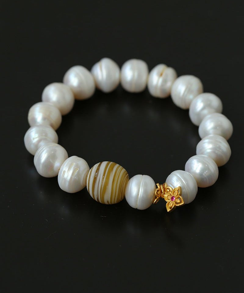 Glass and Baroque Pearl Beaded Bracelet - floysun