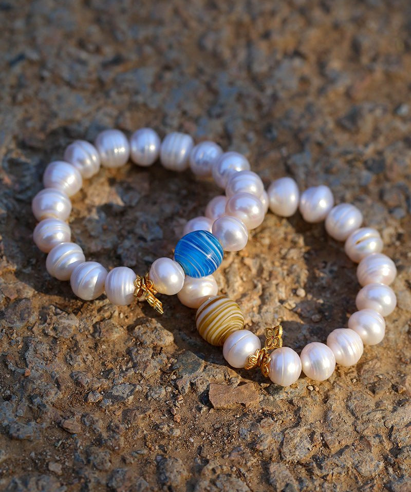 Glass and Baroque Pearl Beaded Bracelet - floysun