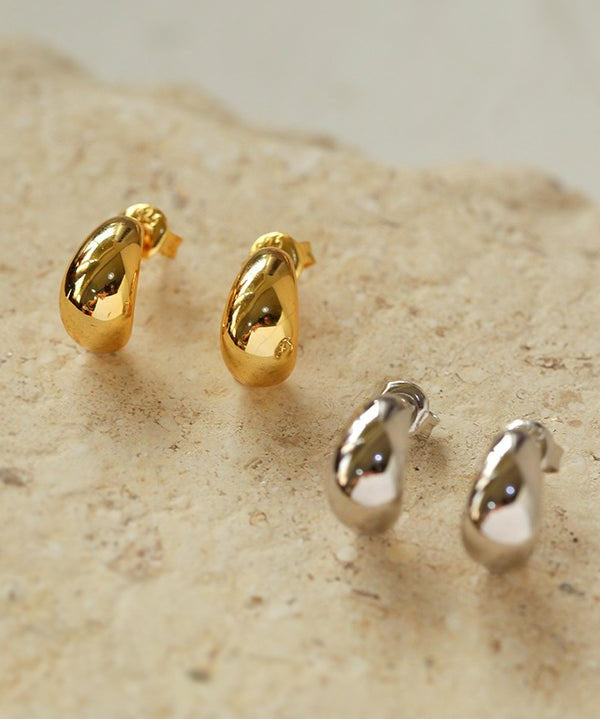 Glossy Water Drop Huggie Earrings - floysun