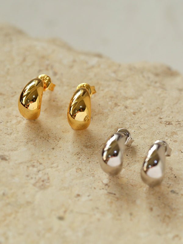 Glossy Water Drop Huggie Earrings - floysun