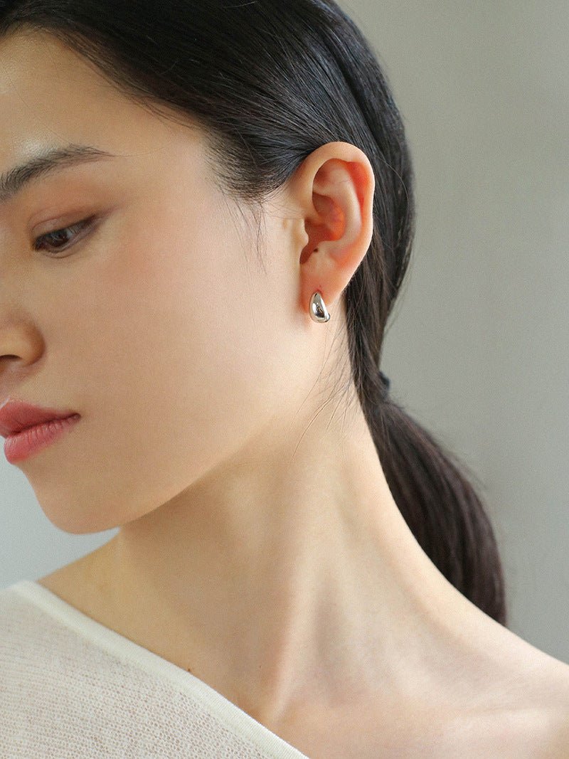 Glossy Water Drop Huggie Earrings - floysun