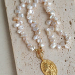 Goddess Statue Pendant Baroque Pearl Necklace - floysun