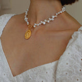 Goddess Statue Pendant Baroque Pearl Necklace - floysun