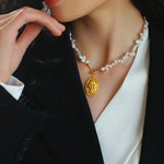 Goddess Statue Pendant Baroque Pearl Necklace - floysun