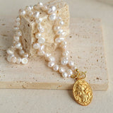 Goddess Statue Pendant Baroque Pearl Necklace - floysun