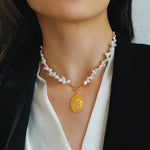 Goddess Statue Pendant Baroque Pearl Necklace - floysun