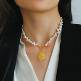 Goddess Statue Pendant Baroque Pearl Necklace - floysun