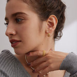 Gold Bead Huggie Hoops Earring - floysun