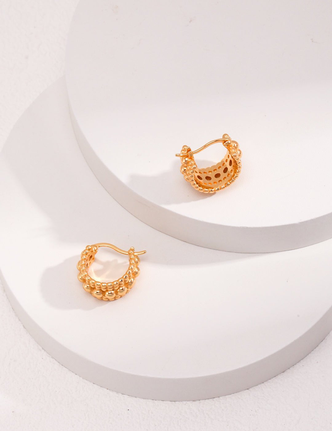 Gold Bead Huggie Hoops Earring - floysun