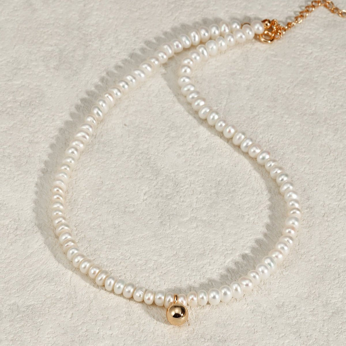 Gold Bead Pendant Pearl Necklace - floysun