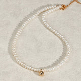 Gold Bead Pendant Pearl Necklace - floysun