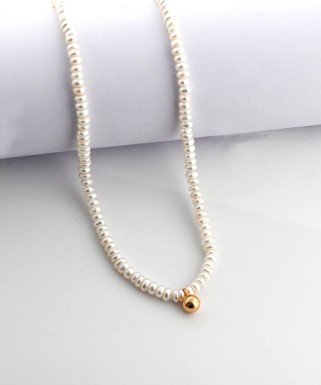 Gold Bead Pendant Pearl Necklace - floysun