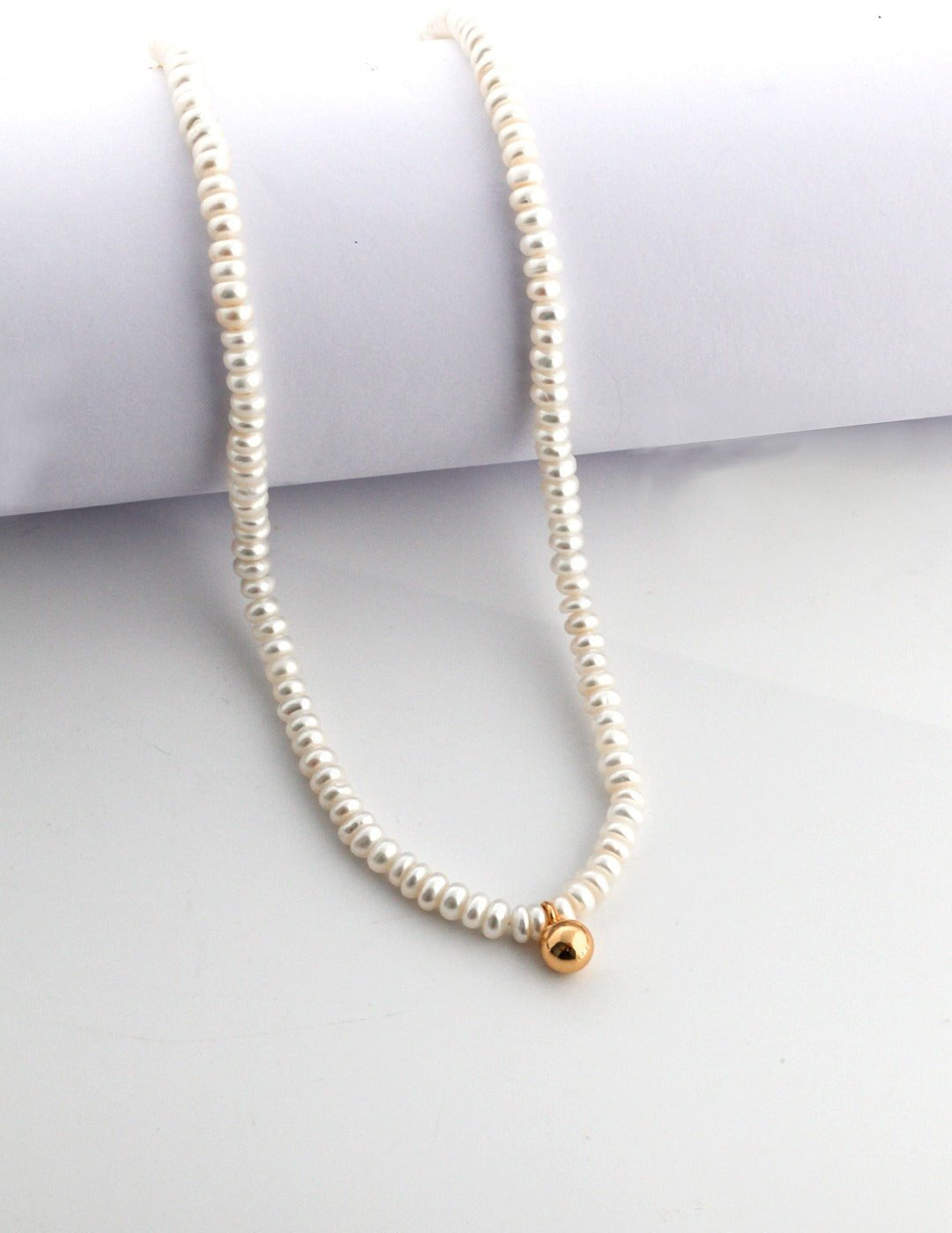 Gold Bead Pendant Pearl Necklace - floysun