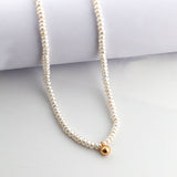 Gold Bead Pendant Pearl Necklace - floysun