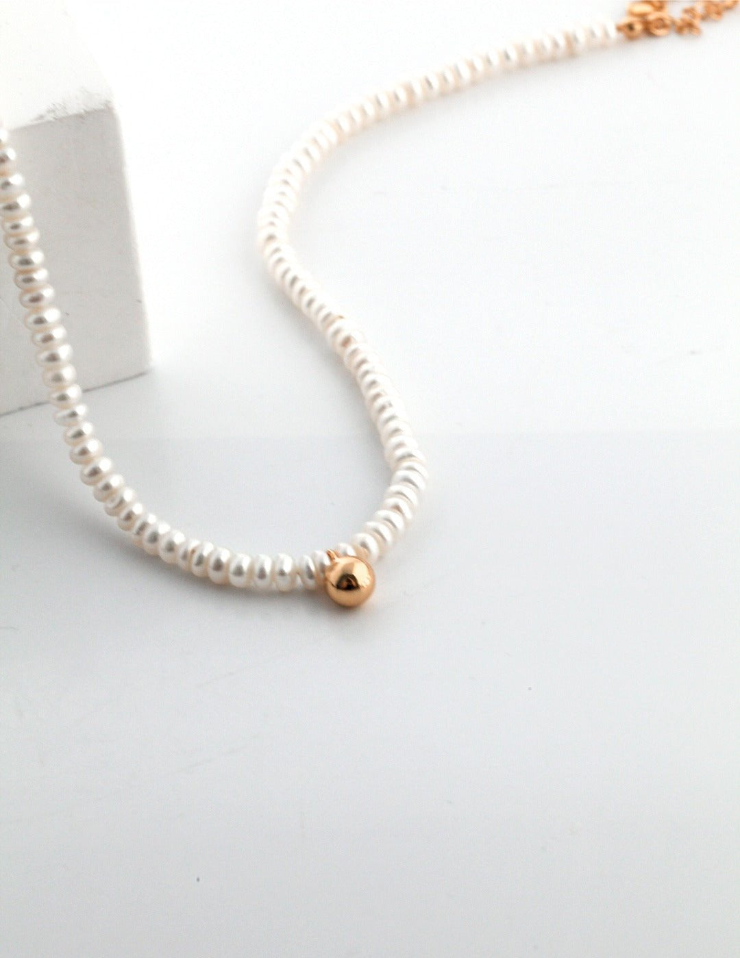 Gold Bead Pendant Pearl Necklace - floysun